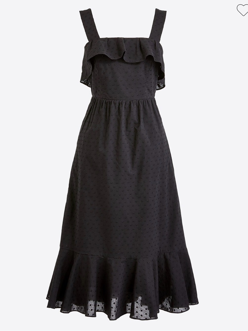 J. CREW Black Tiered Midi Dress in Cotton Clip Dot size 2 lined